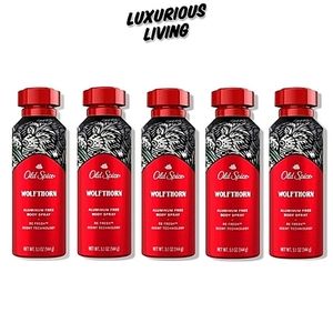 (5) Old Spice Aluminum Free Body Spray for Men - Wolfthorn, 5.1 oz, 5-PA…